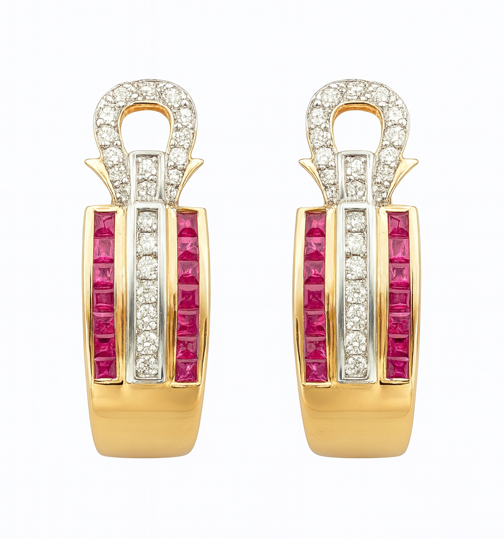 Beautiful 18 Kt Gold  Natural Diamond Earing